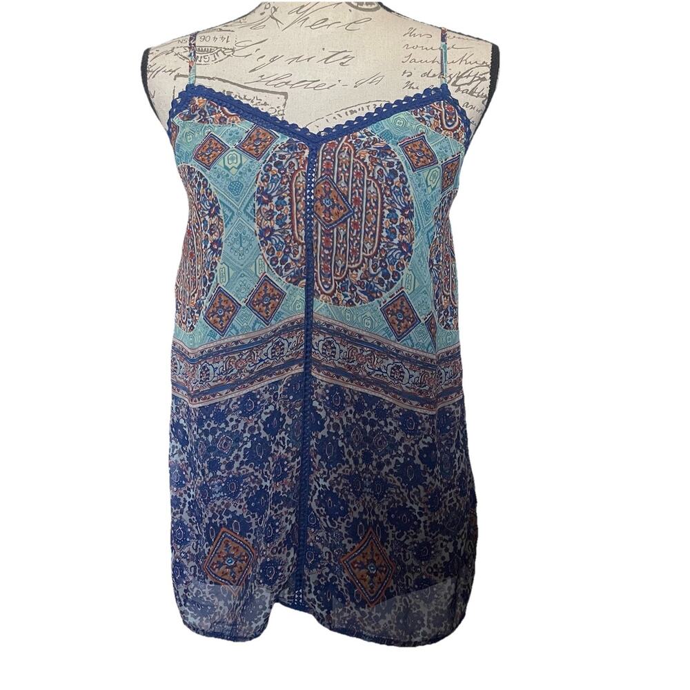 Collective Concept‎ Mixed Print Pullover Cami Top Boho Y2K Festival Size Medium